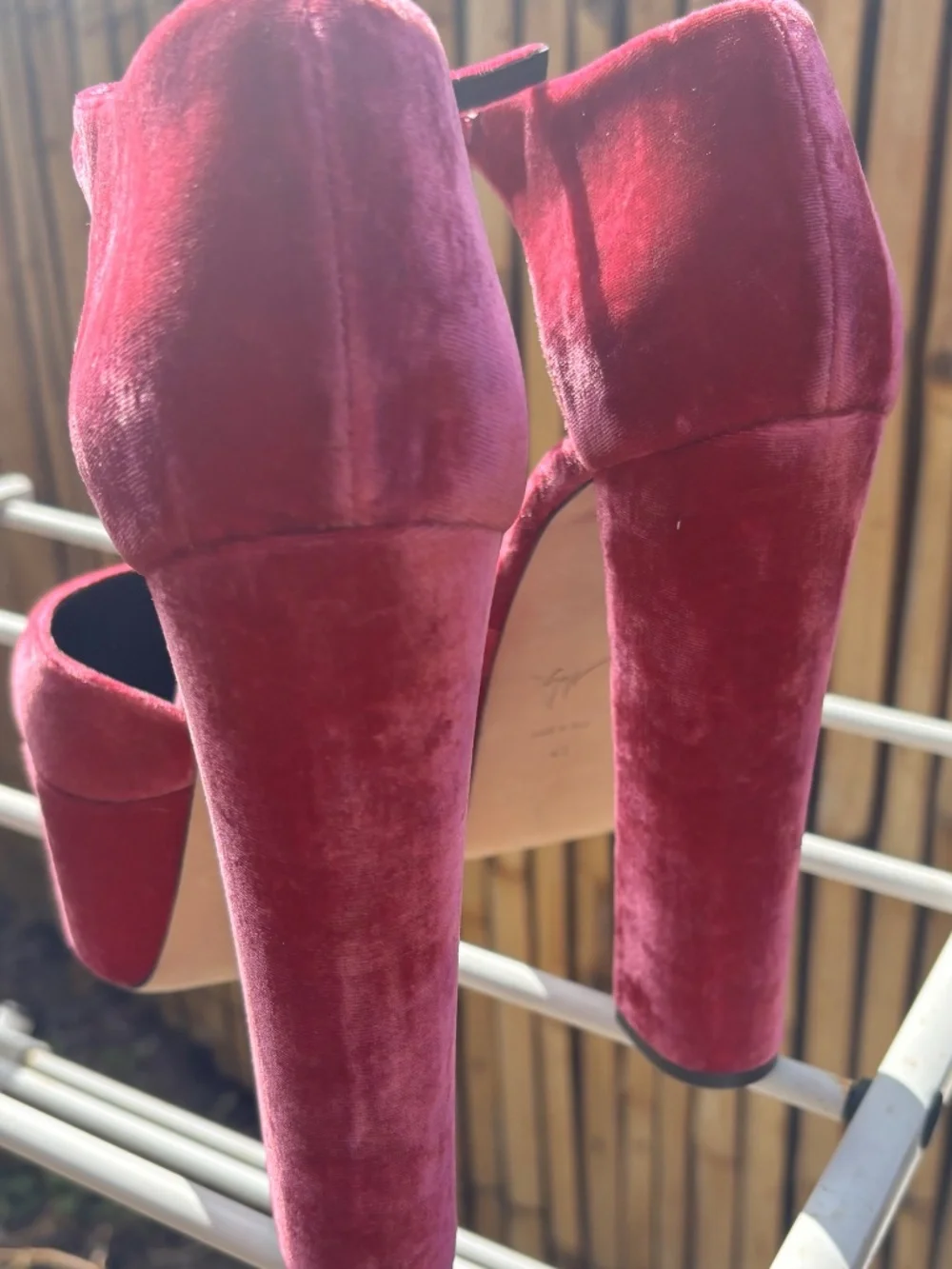 Giuseppe Zanotti Pink Velvet D’Orsay Platform Heels Size 10